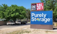 Purely Storage logo and 50% off special billboard