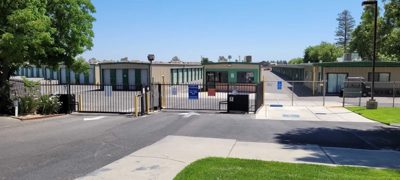 zoomed out photo of the entrance to a self storage property