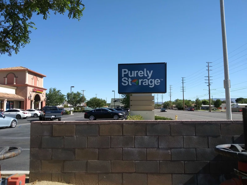 purely storage logo sign with k2 market in the background
