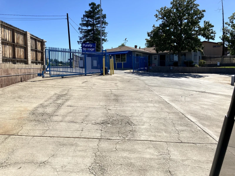backside of front blue gate to purely storage facility in bakersfield
