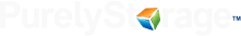 Purely Storage logo with white text and a green, orange, and blue cube